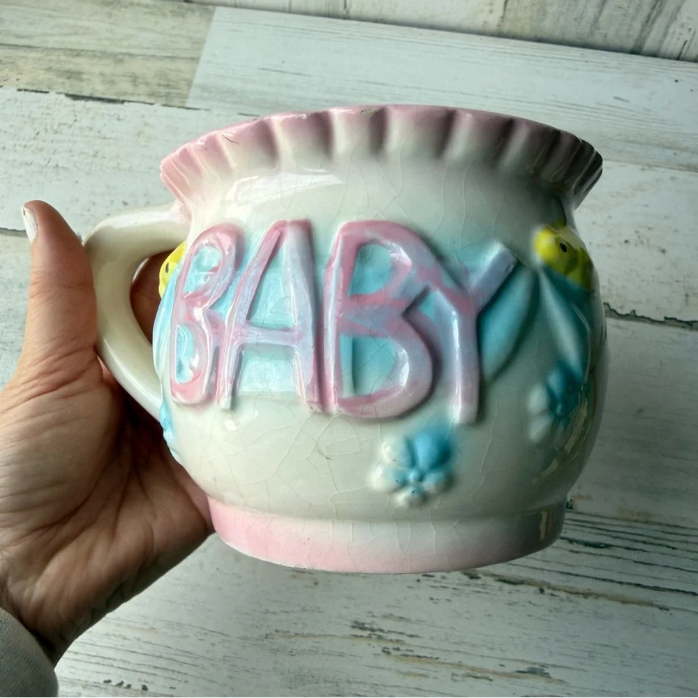 Vintage Baby Nursery Ceramic Planter 'Baby' (1983) Baby Shower Decor